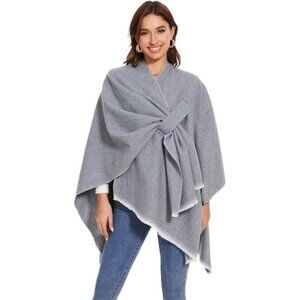 Womens Shawl Wrap Knitted Cape Open Front Poncho Scarf Blanket Cardigan Coat